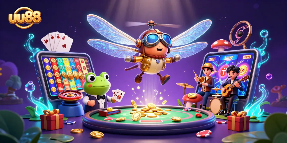 uu88 engages players with vibrant 3D casino illustration of energetic characters and colorful gaming elements.