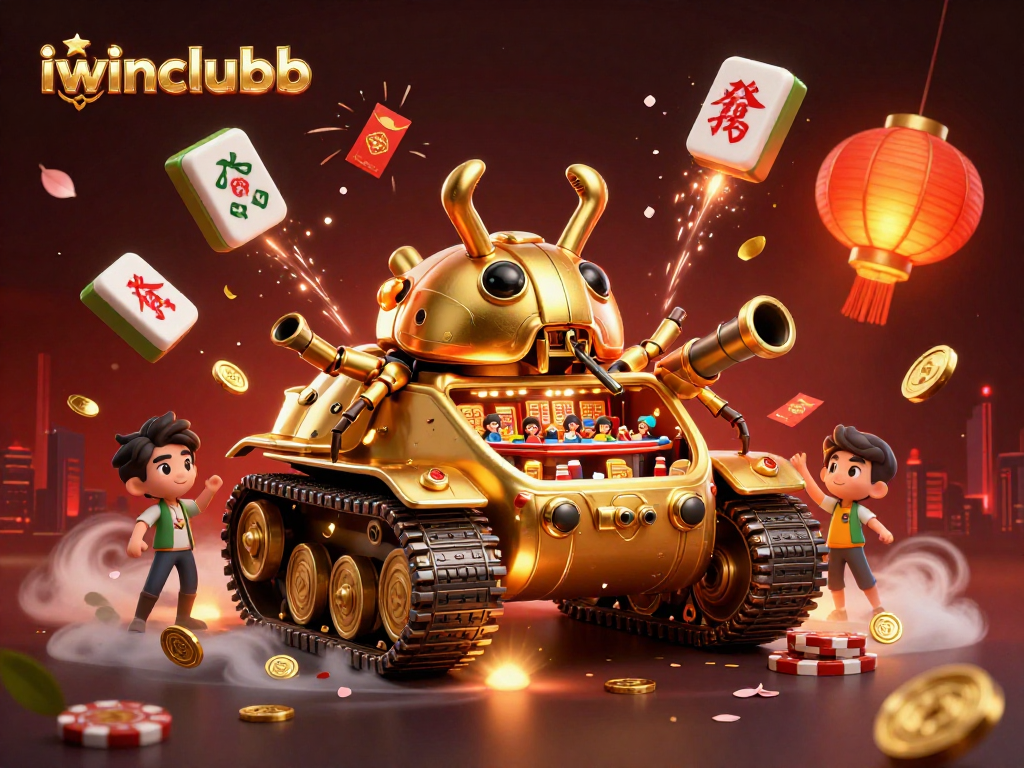 Experience excitement with iwinclubb: a golden beetle tank revealing a vibrant casino scene.