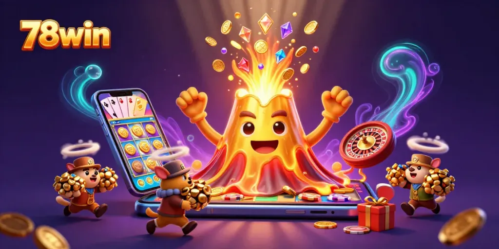 Experience thrilling wins with 78win in a vibrant casino adventure featuring coins and treasures.