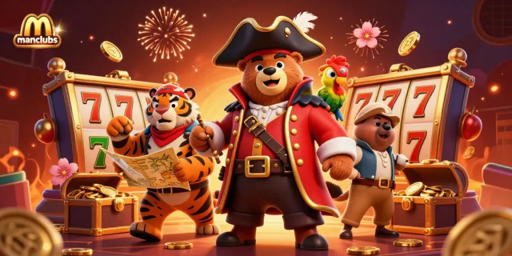 Experience manclubs with thrilling slots and dynamic characters in an energetic casino scene.