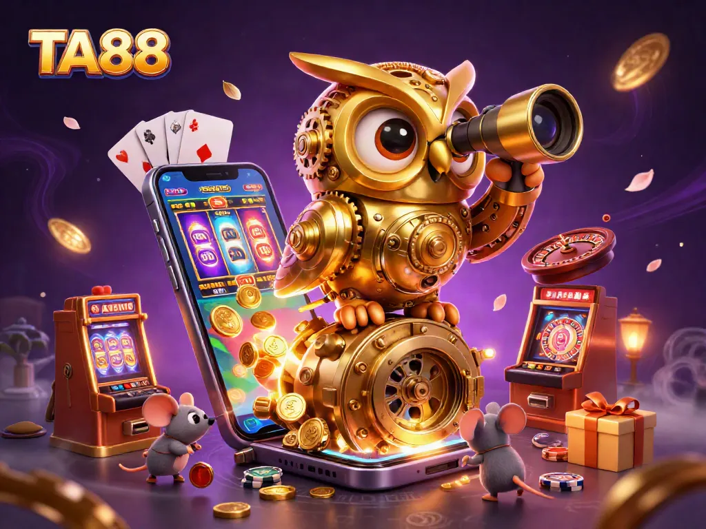 Engage with TA88's vibrant slots and casino experiences in this richly illustrated digital scene.