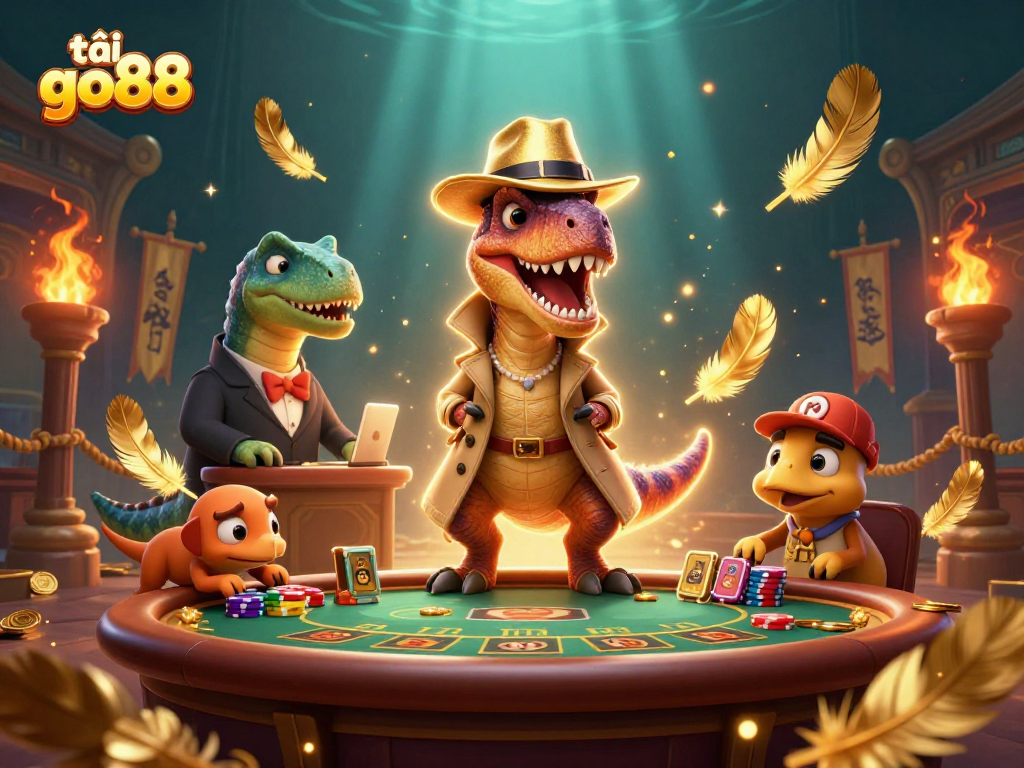 Engage in thrilling action with tải go88 as a velociraptor card counter and dynamic casino scene.