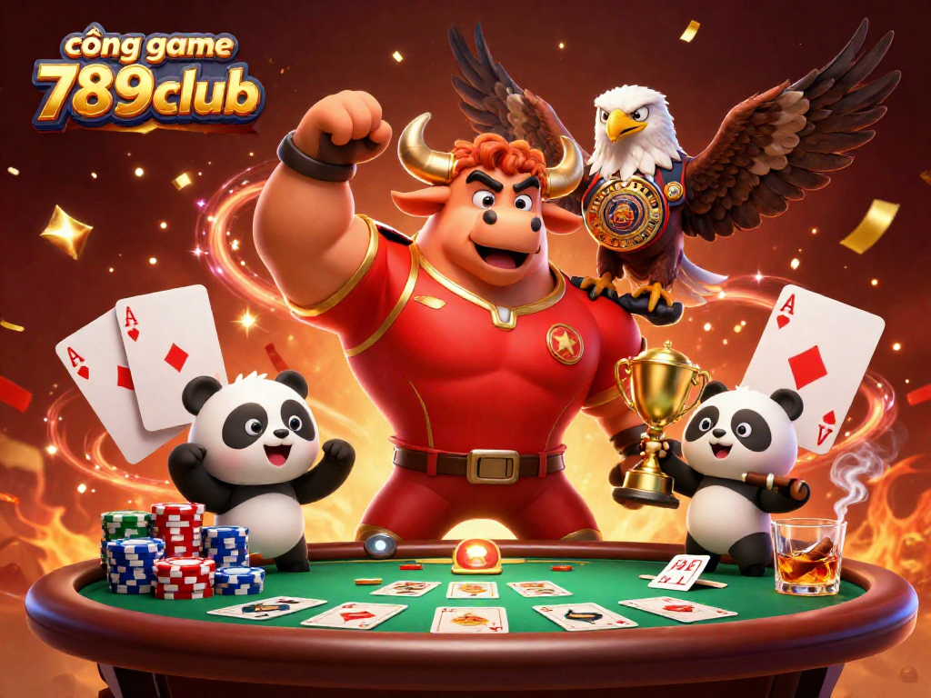 Experience the excitement at cổng game 789club with a vibrant celebration scene featuring poker elements.