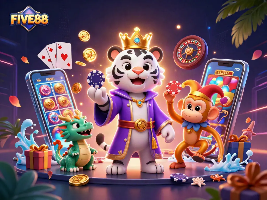 Experience thrilling gameplay at FIVE88 with characters engaging in dynamic casino action.