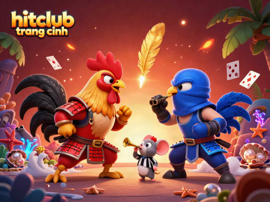 Engage with hitclub trang chính in this dynamic standoff between roosters, showcasing exciting game elements and creative design.