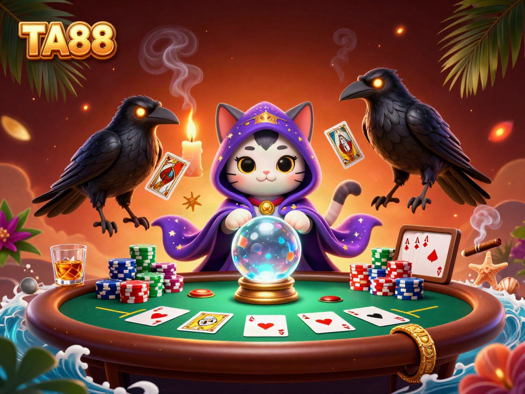 Experience thrilling gaming action at TA88 with mystical characters in a vibrant casino scene.