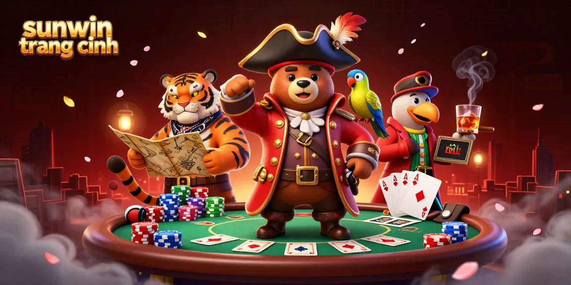 Engage with the thrilling world of sunwin trang chính featuring a vibrant poker scene with dynamic characters.