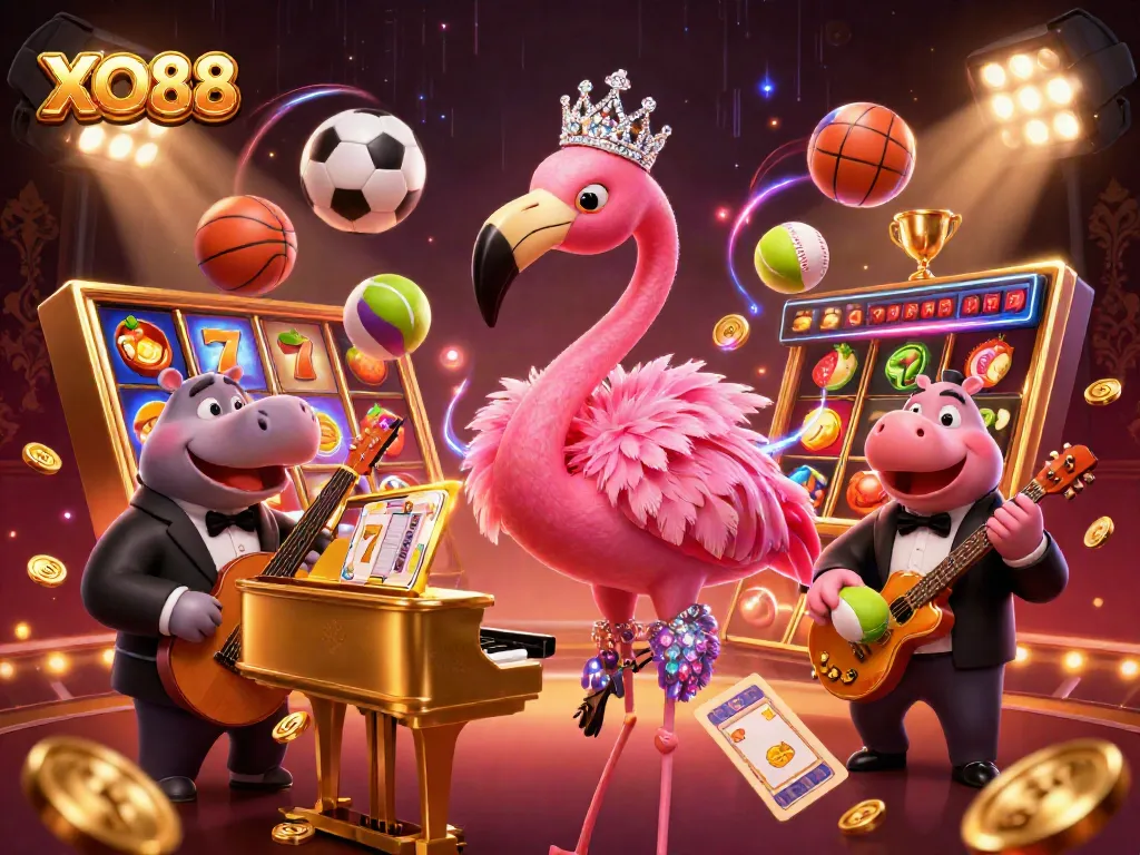 Experience the excitement of XO88 with lively characters and vibrant gambling elements.