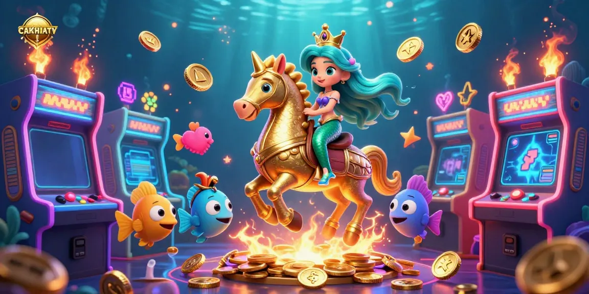 CAKHIATV mang đến trải nghiệm casino hiện đại với nhân vật công chúa biển và seahorse trong một khung cảnh sống động.