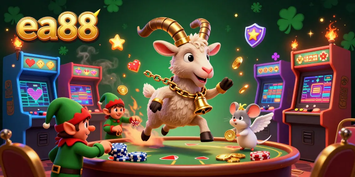 Experience the thrill of winning at ea88's vibrant holiday-horror casino with Krampus, angel mouse, and mischievous gremlins.