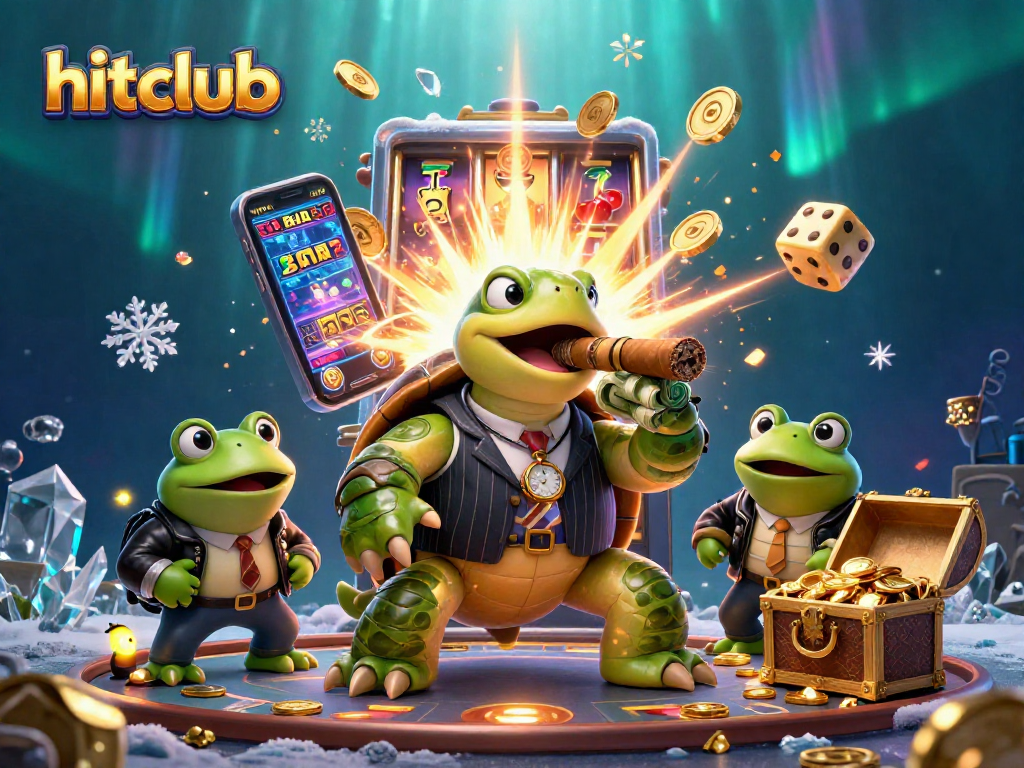 Hitclub's snapping turtle mobster sparks excitement in this vibrant casino scene.