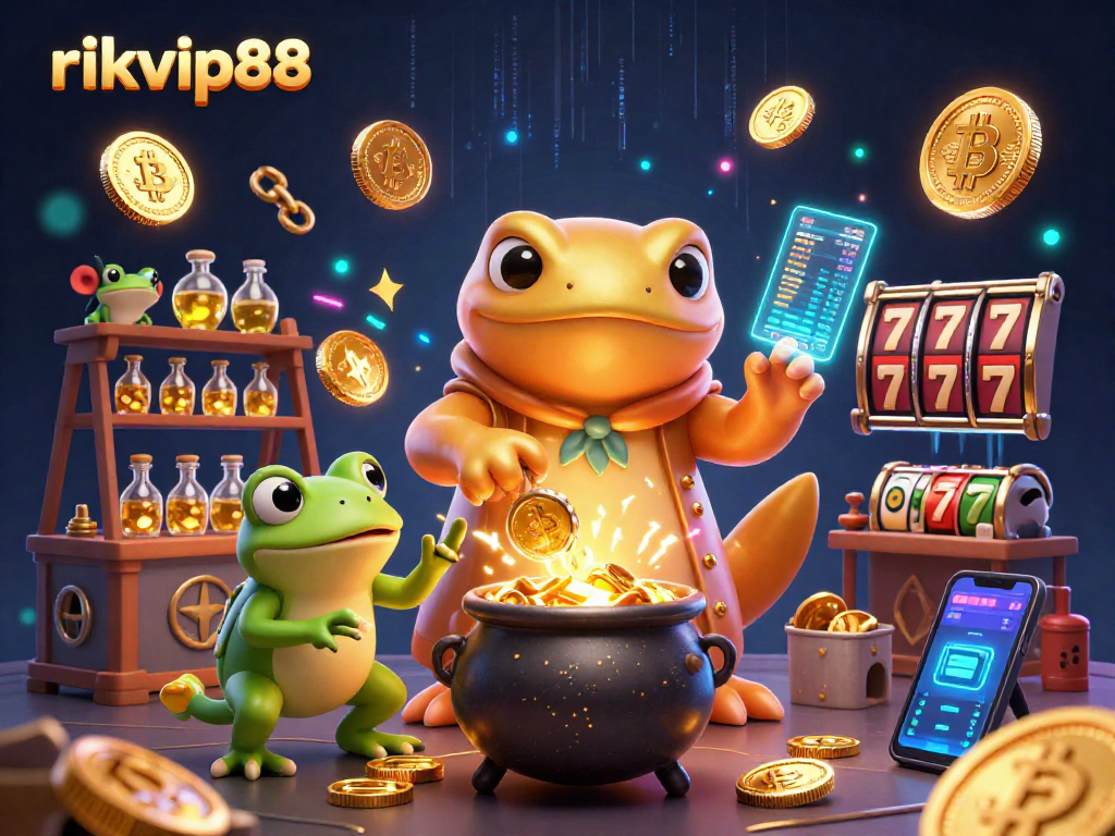 Experience seamless gaming at rikvip88 with a vibrant 3D illustration showcasing thrilling slot action.