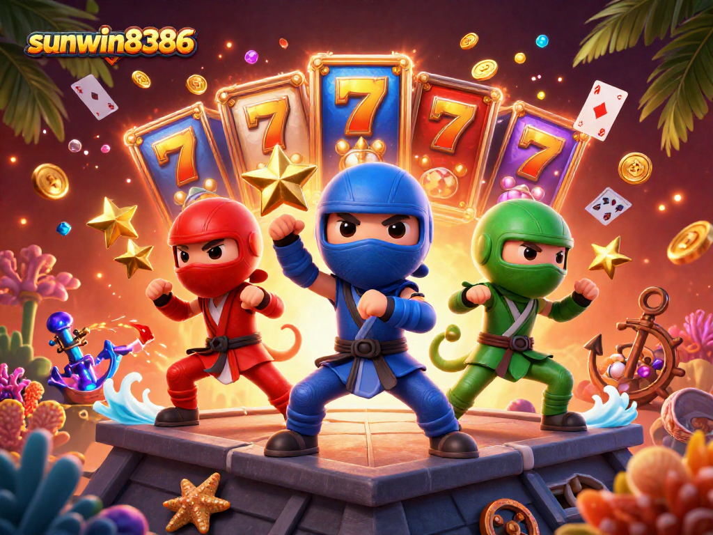 Experience exhilarating gameplay at sunwin8386 with vibrant slot reels and a dynamic chameleon ninja team.