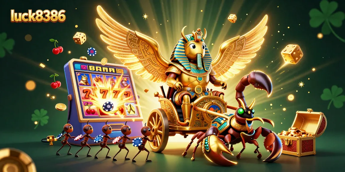 Experience the excitement of luck8386 with vibrant casino action and detailed game elements in a colorful illustration.