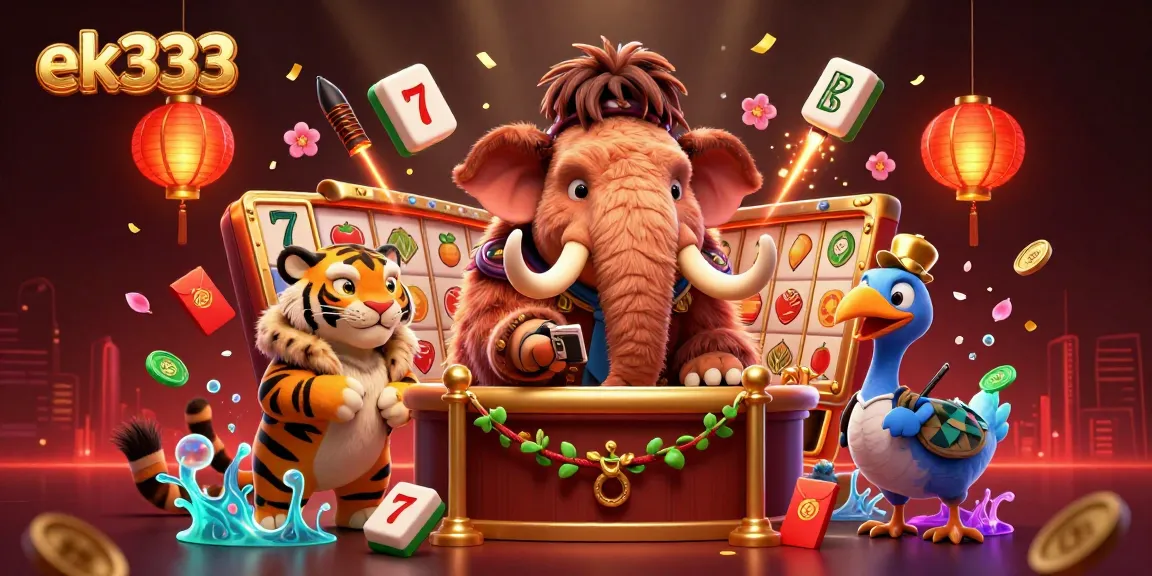 Win big at ek333 with vibrant casino characters at play, featuring a mammoth bouncer and more.