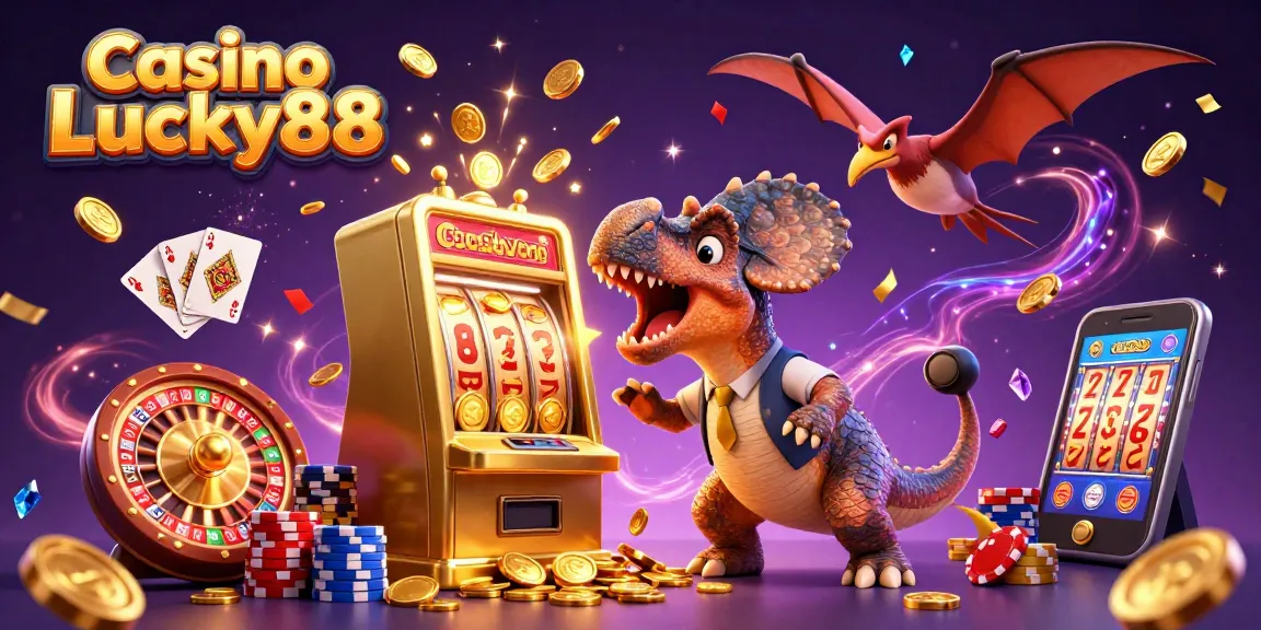 Experience wins with Casino Lucky88 as colorful characters celebrate jackpot coins and exciting gameplay.