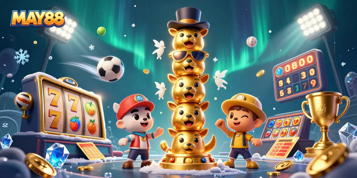 MAY88 energizes players in the vibrant world of slots and sports with colorful casino elements.