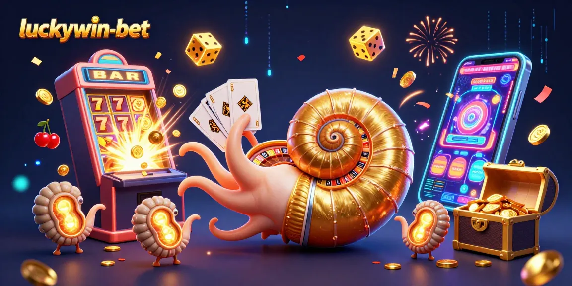 Experience excitement at luckywin-bet with a vibrant 3D casino scene showcasing a magical giant nautilus and thrilling games.