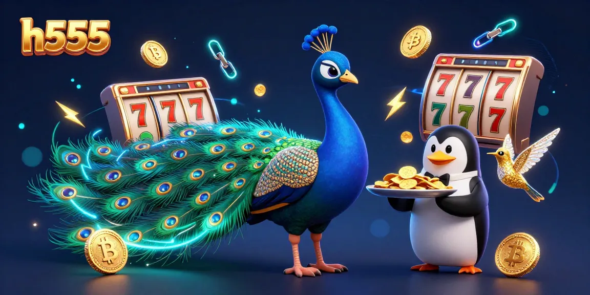 Experience thrilling gameplay with h555 featuring vibrant 3D cartoon characters amidst slot game excitement and Bitcoin elements.