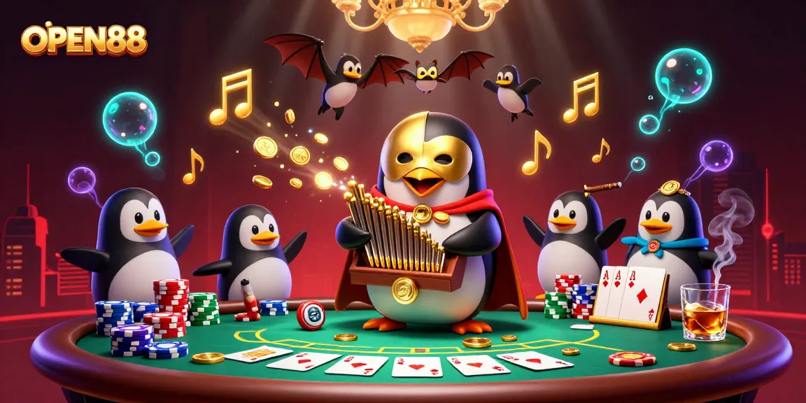 Experience the captivating world of OPEN88, featuring thrilling poker setups and exciting casino elements.