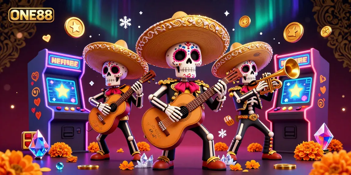 Experience vibrant gaming with ONE88 featuring a lively mariachi band amidst colorful casino elements.