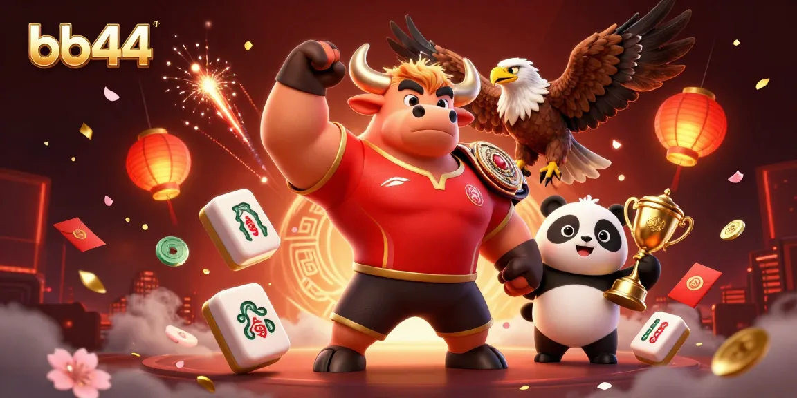 bb44 players celebrating wins with vibrant characters and festive decorations in a dynamic casino scene