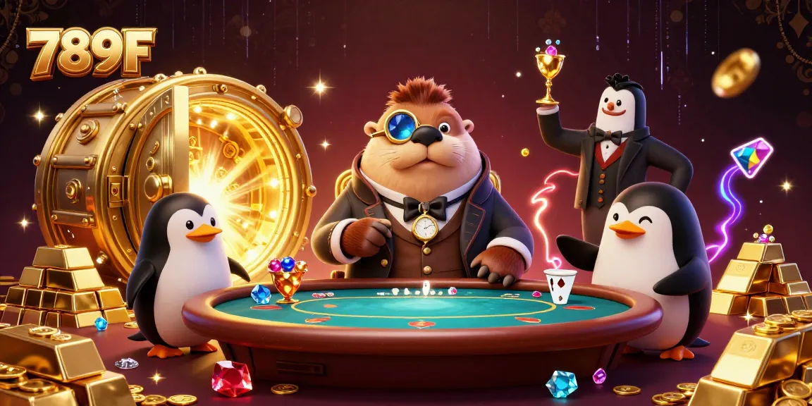 Join the thrilling poker experience at 789F with a jolly walrus in a gentleman's outfit and lively underwater setting.