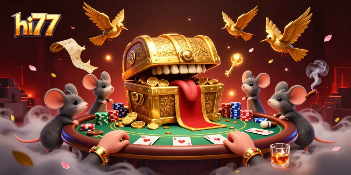 Engage in thrilling gameplay at hi77 while exploring vibrant casino elements and golden treasures.